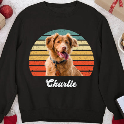 Dog Cat Vintage Retro Photo Sweatshirt Personalized Custom Photo Dog Cat Pet Sweatshirt C548