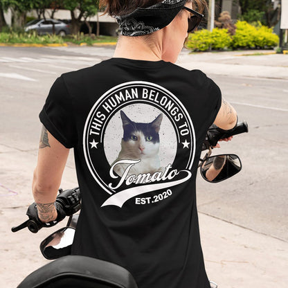 Human Belongs To Dog Cat Personalized Custom Photo Dog Cat Pet Backside Shirt C251N