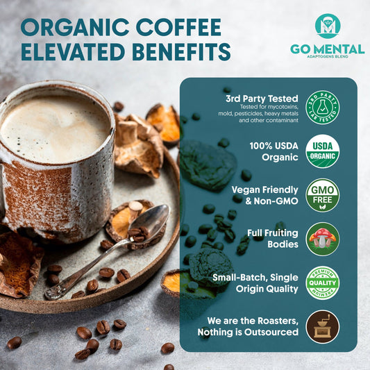 Organic Lion's Mane and Chaga Mushroom Coffee Dark Roast