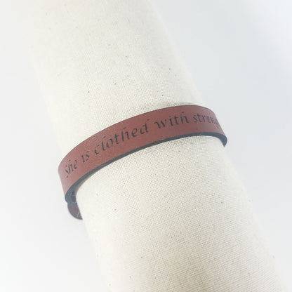 Spiritual Quote Bracelets - She is clothed with strength and dignity