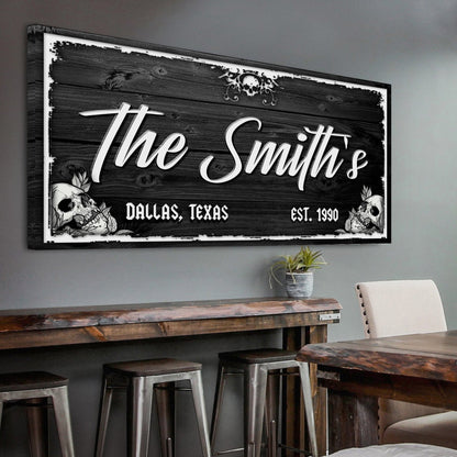 Family Gothic Skull Sign -  Customized Modern Gothic Decor For Living Room