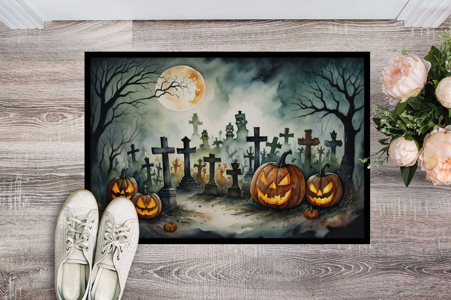 Graveyard Spooky Halloween Doormat-1