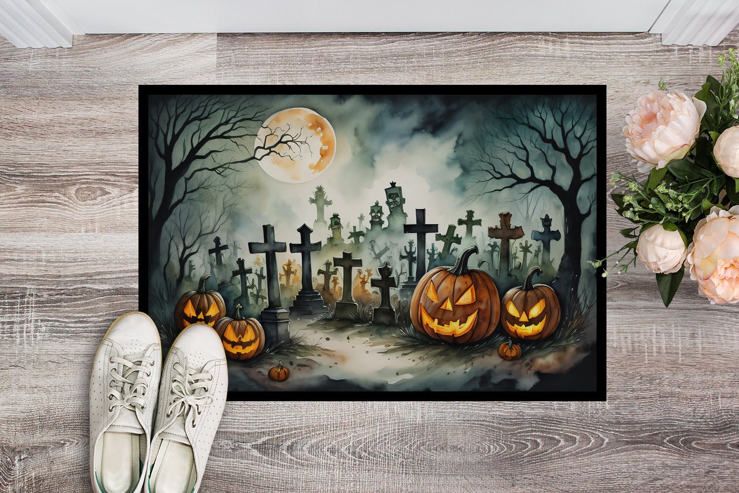 Graveyard Spooky Halloween Doormat-1
