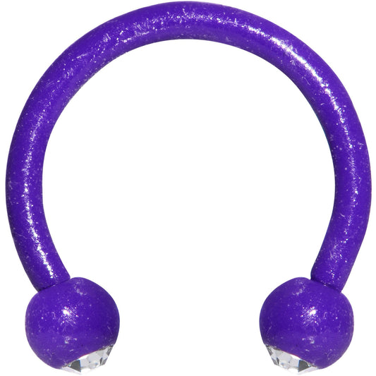 16G Clear Gem Purple Glow in the Dark Horseshoe Circular Barbell
