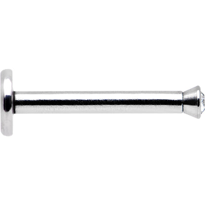 16G 3/8 Bezel Set Clear Gem Internally Threaded Labret Monroe