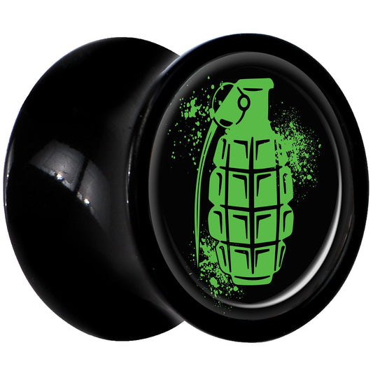 Black Acrylic Green Grenade Saddle Plug Set 0G