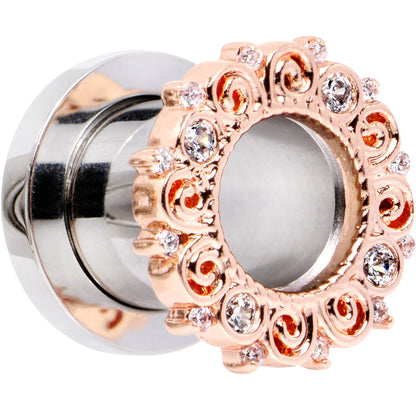 0G Clear Gem Flowering Frame Screw Fit Tunnel Plug Set