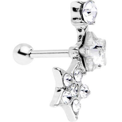18G 1/4 Clear Gem Star Cartilage Tragus Earring
