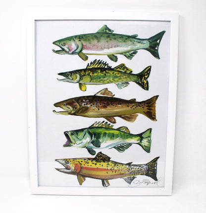Fish Art Print- 11x14, Simple Outdoor Artwork, Animal Art, Fish Painting Print