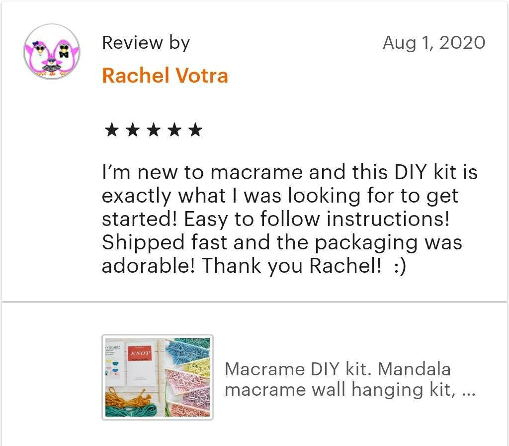 Beginner DIY Macrame craft kit. Macrame wall hanging kit, Craft kits for adults and kids. DIY boho wall decor. Macrame tutorial kit