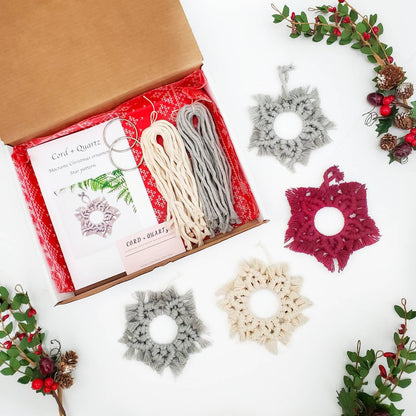 DIY macrame star Christmas ornament kit.