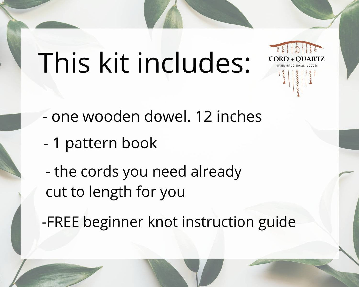 Beginner macrame wall hanging kit. Macrame diy craft kit for beginners.