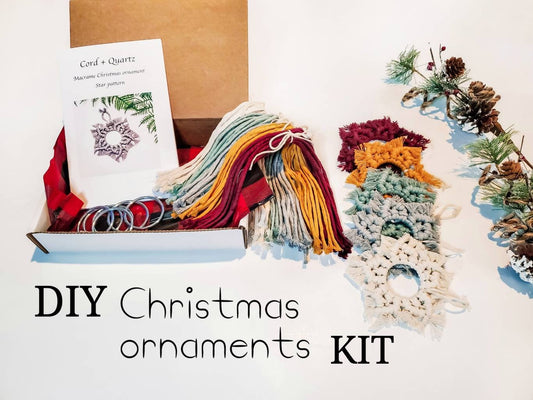 DIY macrame star Christmas ornament kit.