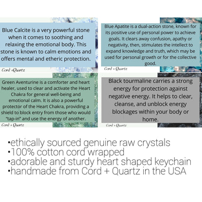 Raw crystal macrame wrapped keychains