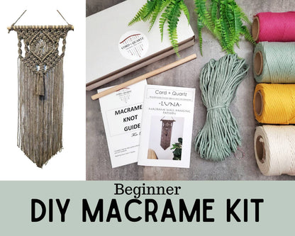 Beginner macrame wall hanging kit. Macrame diy craft kit for beginners.
