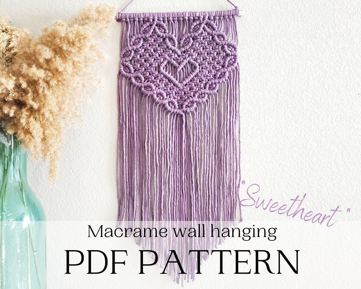 Macrame wall hanging pdf pattern "sweetheart"