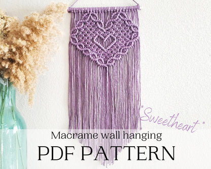 Macrame wall hanging pdf pattern "sweetheart"