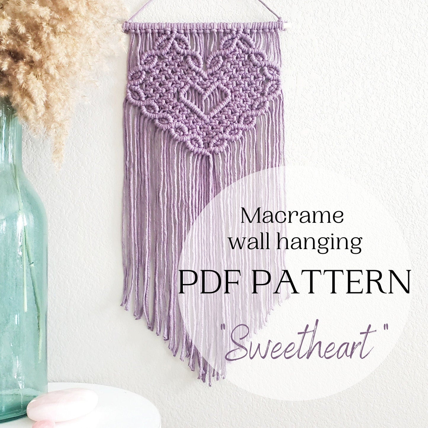 Macrame wall hanging pdf pattern "sweetheart"