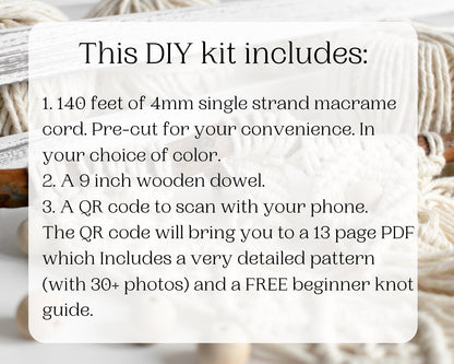 Macrame plant hanger DIY craft kit.