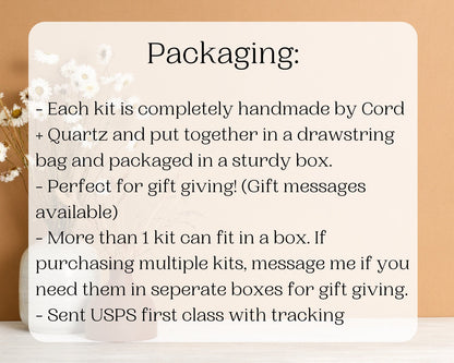 Beginner macrame wall hanging kit. Craft kits for adults and kids. Bohemian home and wall decor diy kit