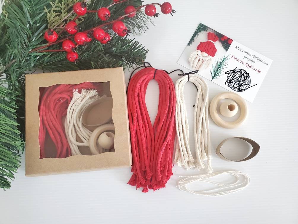 Macrame gnome Christmas ornament DIY kit