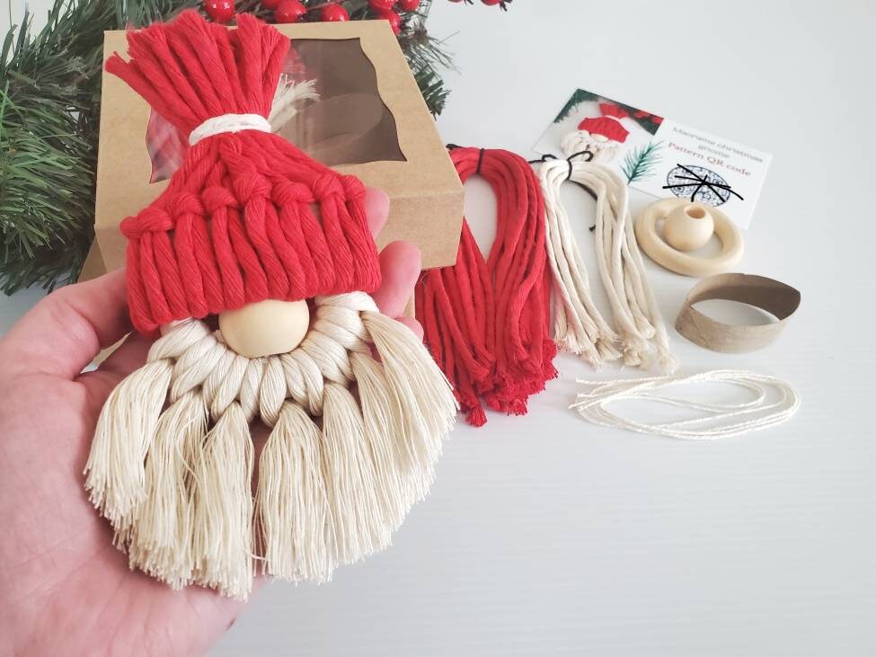 Macrame gnome Christmas ornament DIY kit