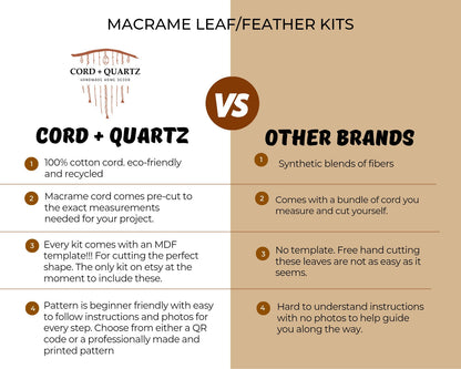 Macrame leaf/feather DIY craft kit. DIY home decor.
