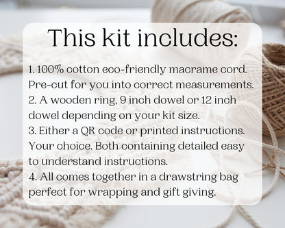 Macrame leaf/feather DIY craft kit. DIY home decor.