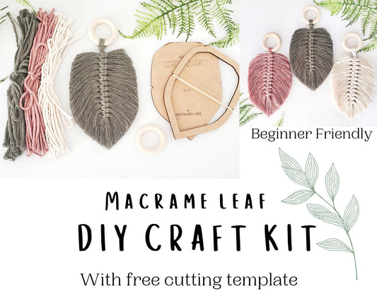 Macrame leaf/feather DIY craft kit. DIY home decor.