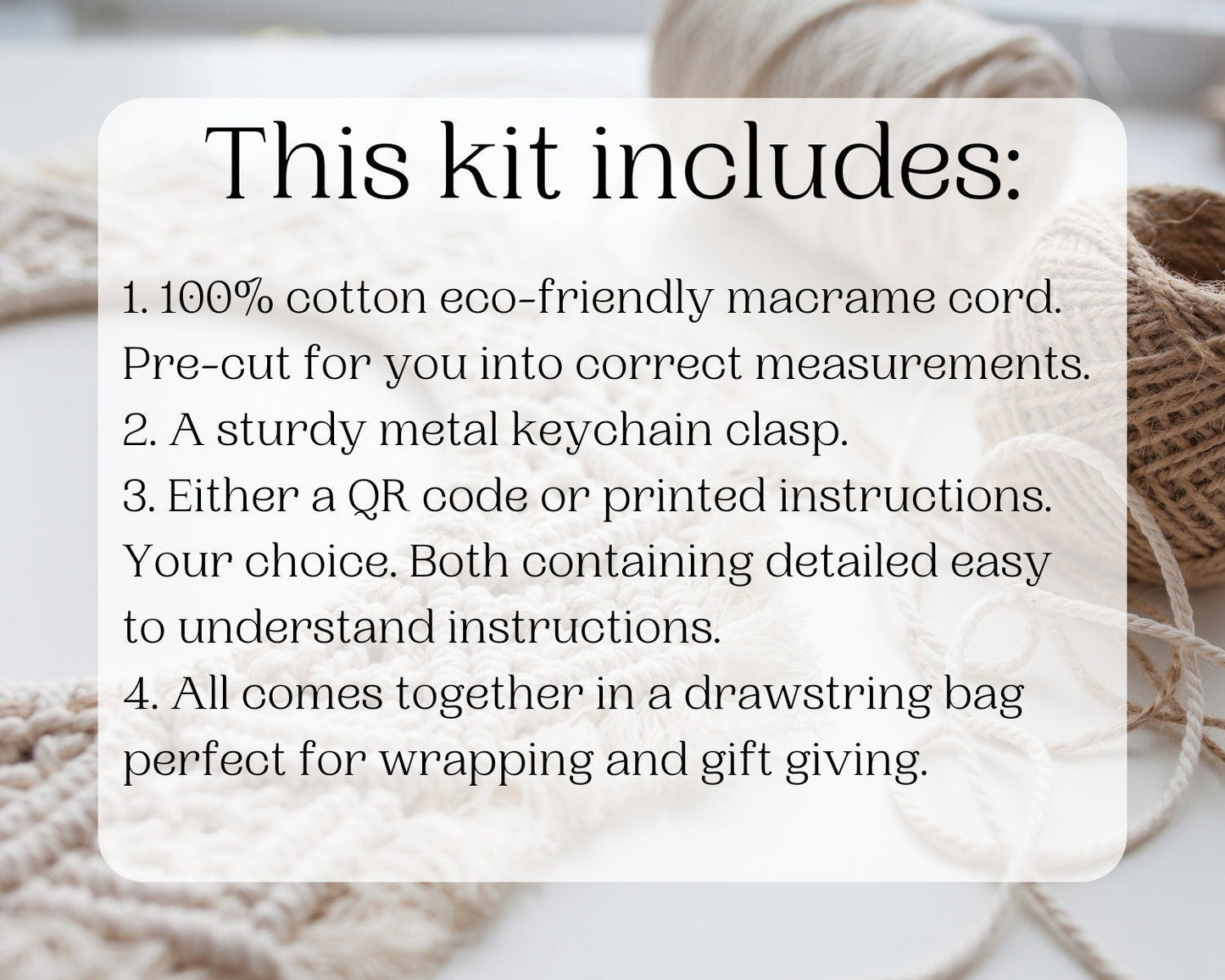 Macrame keychain DIY craft kit. Beginner Macrame kit.