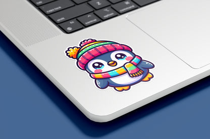 Kawaii Penguin with Winter Hat Vinyl Sticker