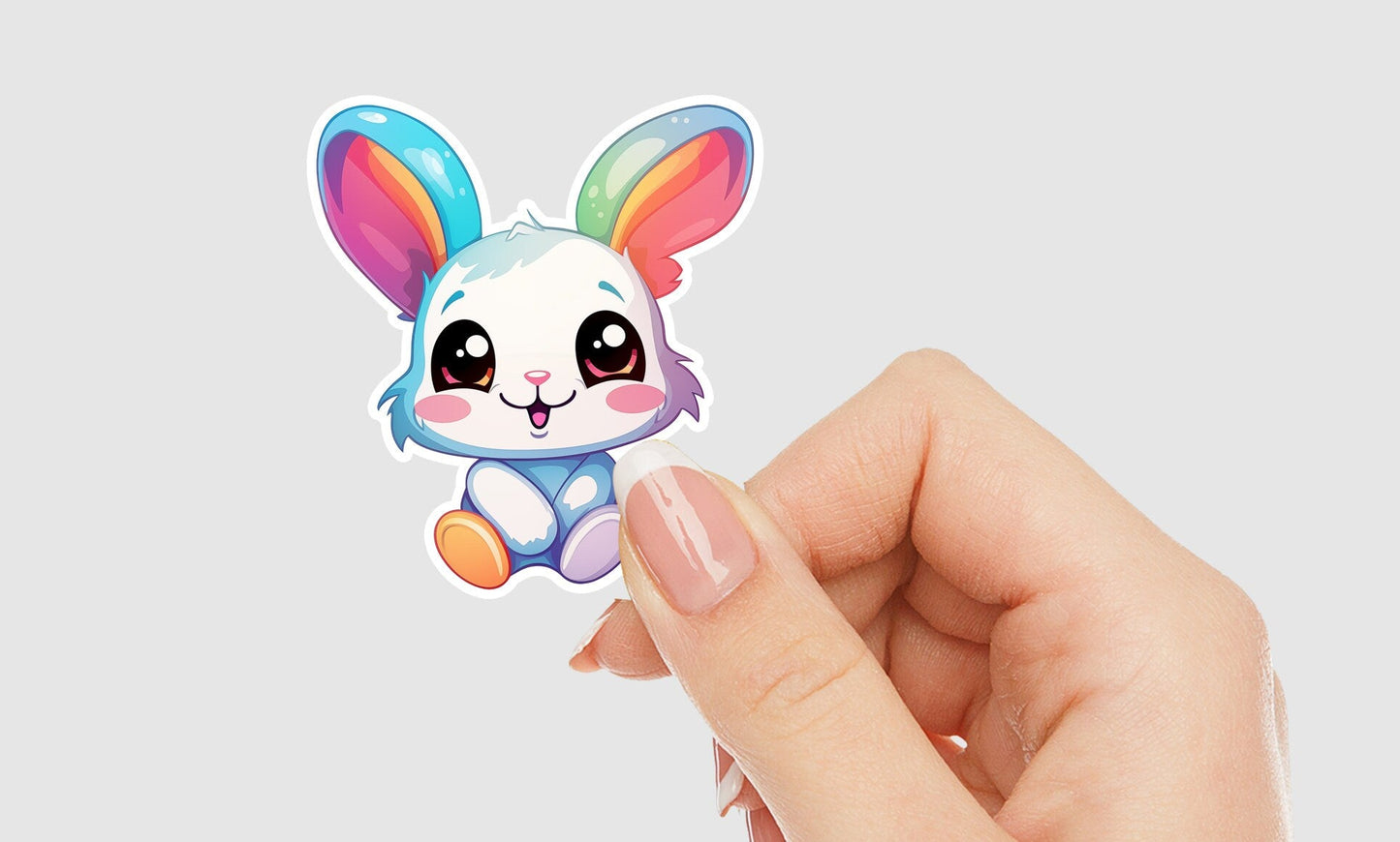 Cute Happy Rainbow Bunny Kawaii Vinyl Sticker