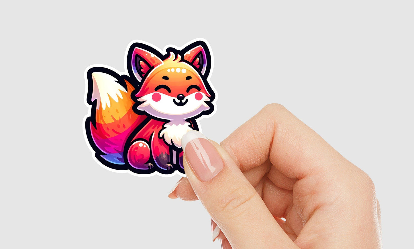 Happy Cute Kawaii Fox Vinyl Sticker
