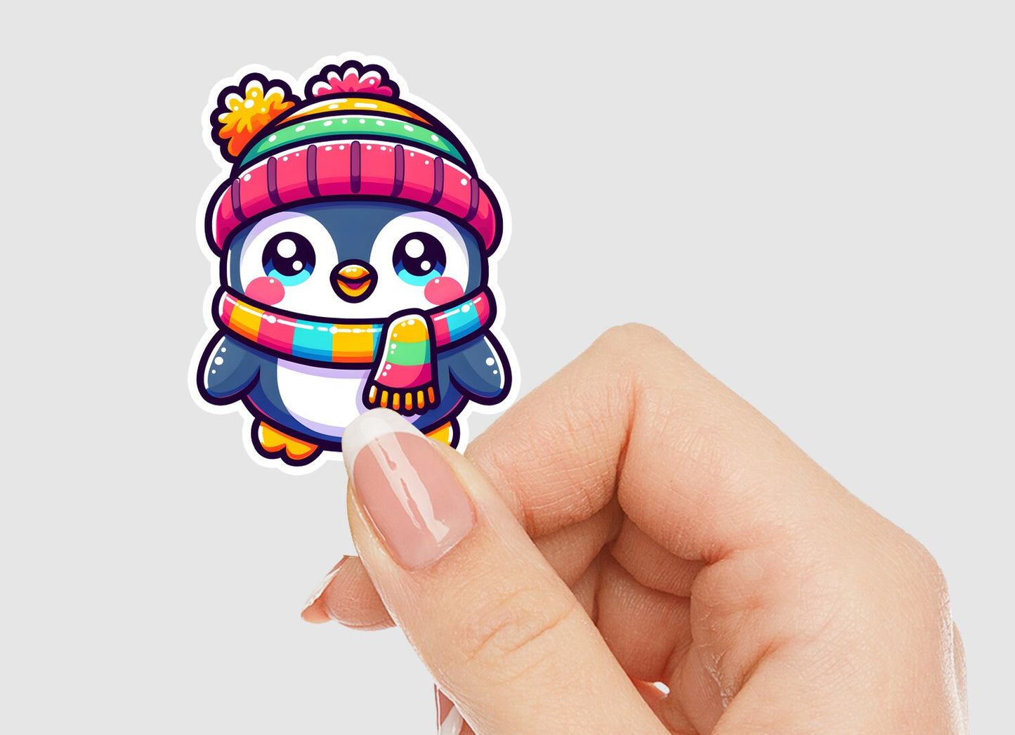 Kawaii Penguin with Winter Hat Vinyl Sticker