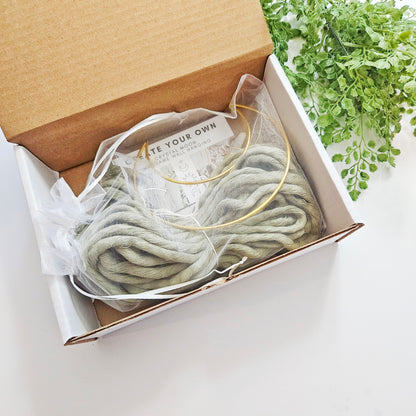 Macrame moon and crystal DIY KIT. Beginner tutorial and materials.