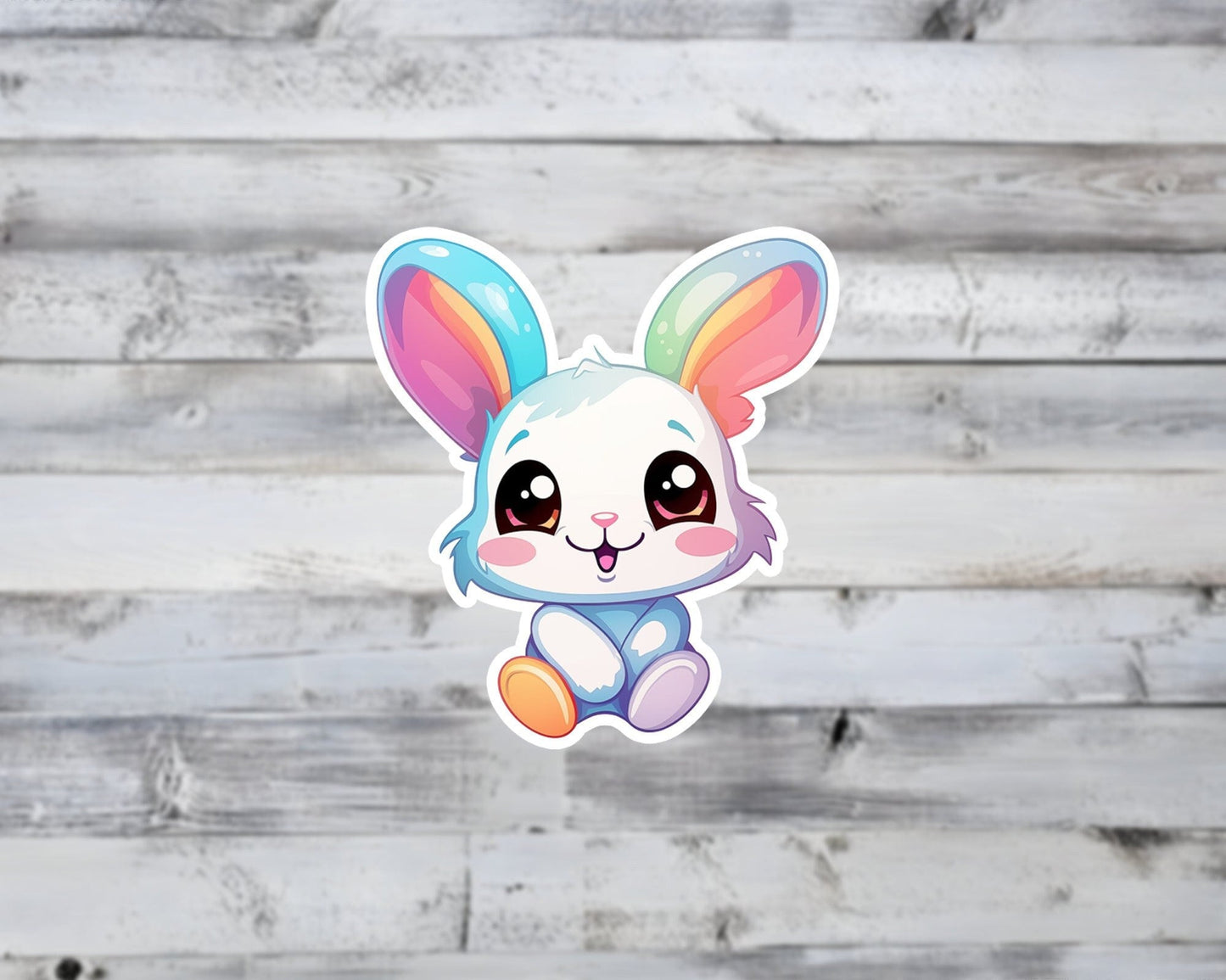 Cute Happy Rainbow Bunny Kawaii Vinyl Sticker
