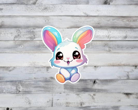Cute Happy Rainbow Bunny Kawaii Vinyl Sticker