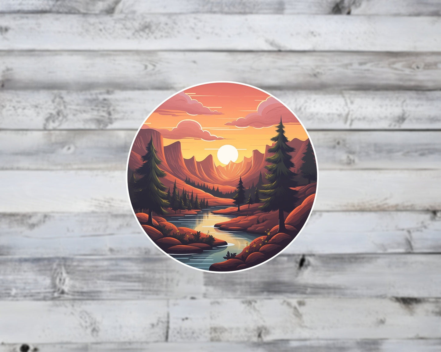 Sunset Mountains Vinyl Sticker