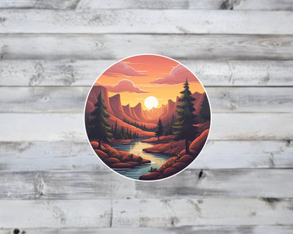 Sunset Mountains Vinyl Sticker