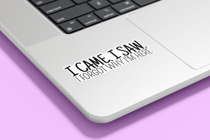 I Came, I Saw, I Forgot Why I'm Here Vinyl Sticker