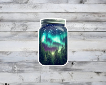 Northern Lights in a Jar Vinyl Sticker