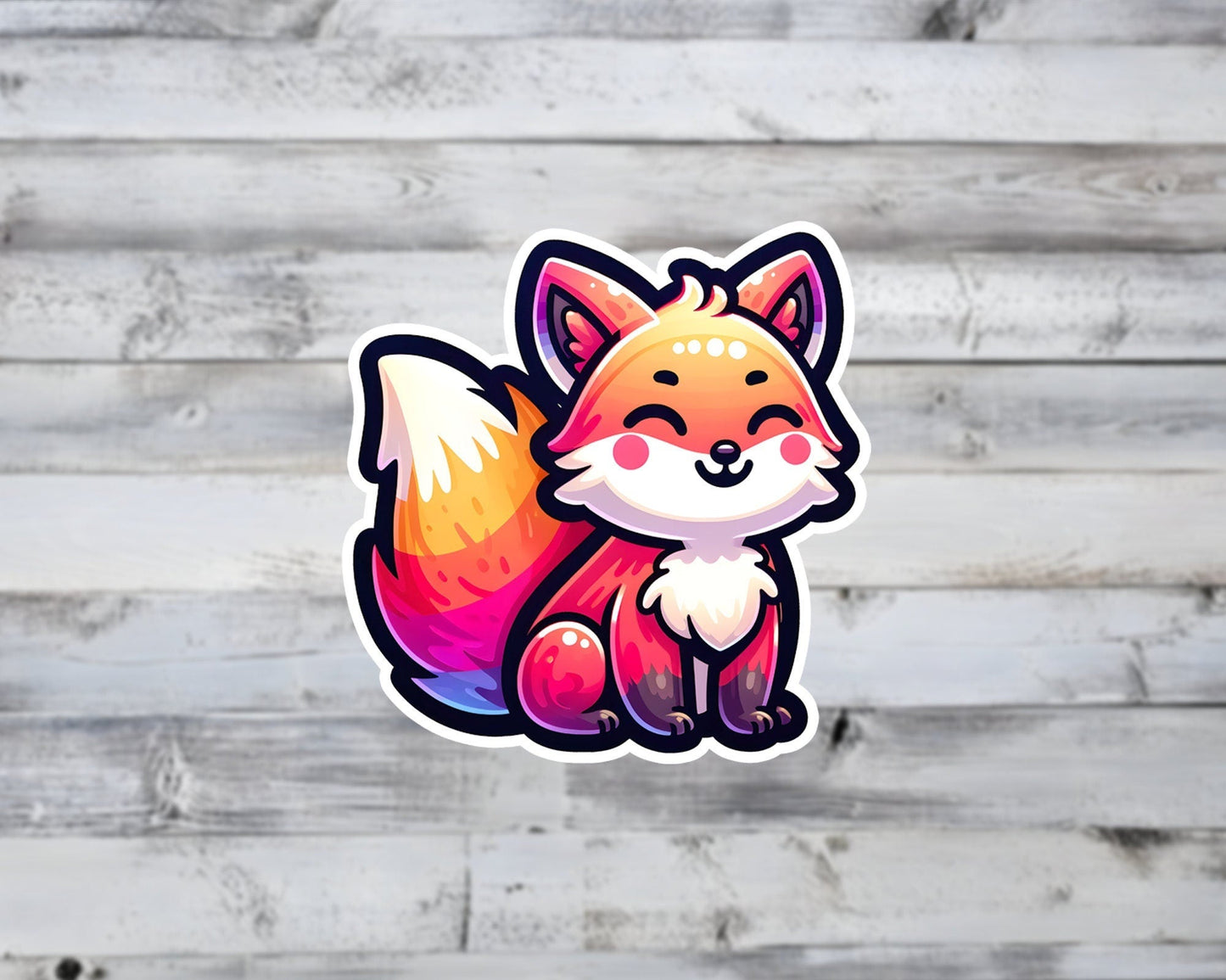 Happy Cute Kawaii Fox Vinyl Sticker