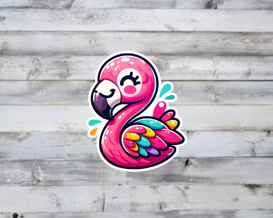 Flamingo Kawaii Style Vinyl Sticker