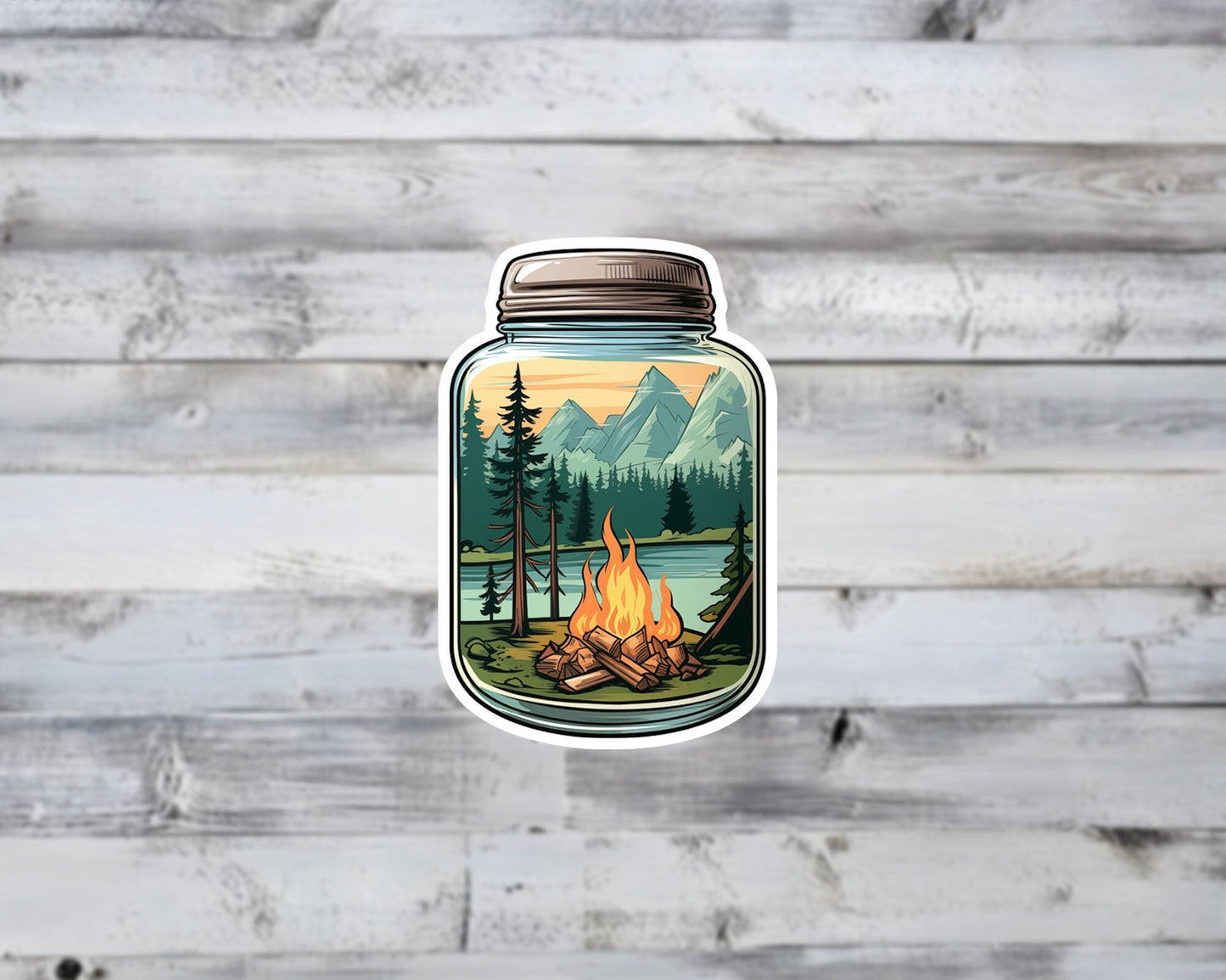Campfire in a Jar Vinyl Sticker
