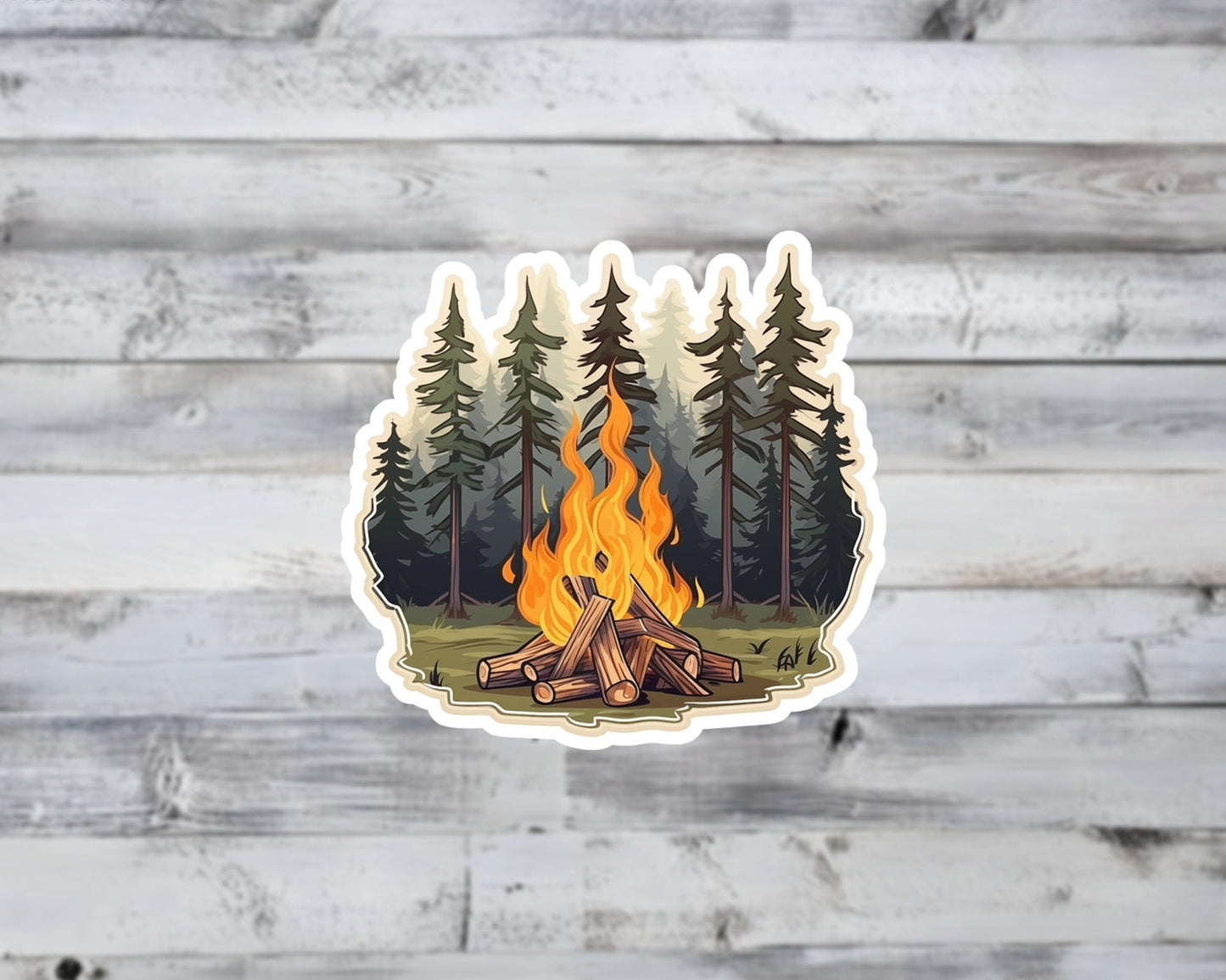 Forest Campfire Vinyl Sticker
