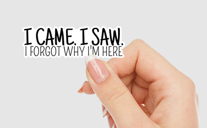 I Came, I Saw, I Forgot Why I'm Here Vinyl Sticker