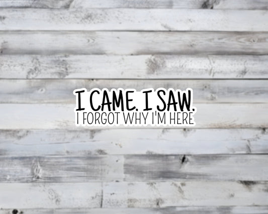I Came, I Saw, I Forgot Why I'm Here Vinyl Sticker