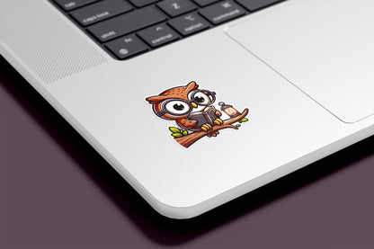 Owl Reading a Book Vinyl Sticker