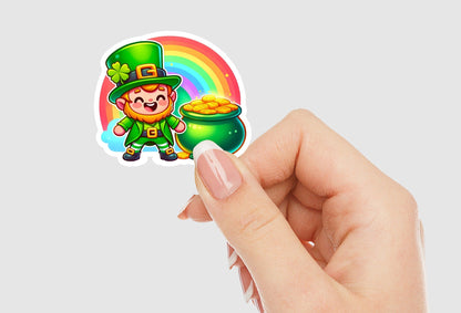 Leprechaun with Pot of Gold Vinyl Sticker