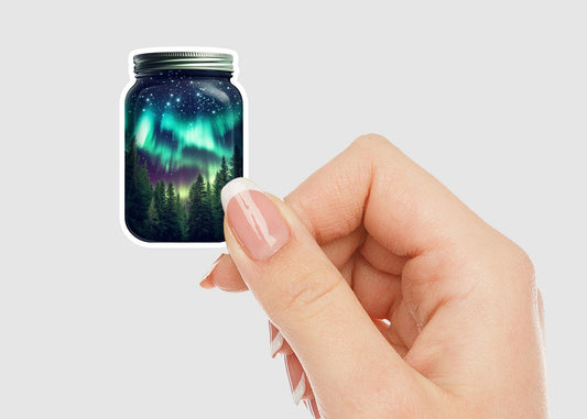 Northern Lights in a Jar Vinyl Sticker
